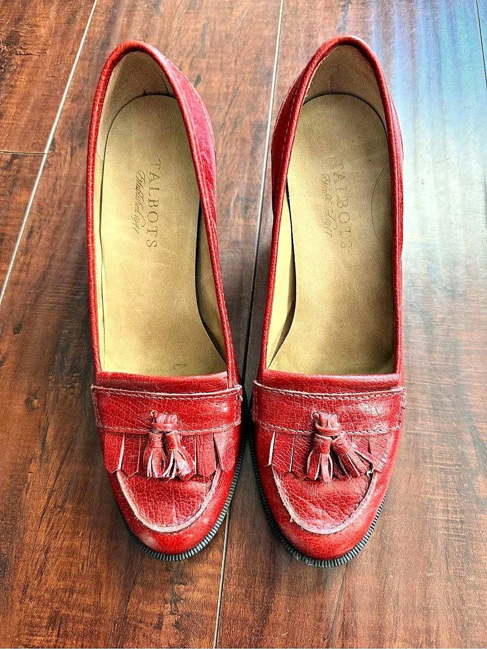 TALBOTS Red Tassel Pumps red blocked heel vintage women’s size 7